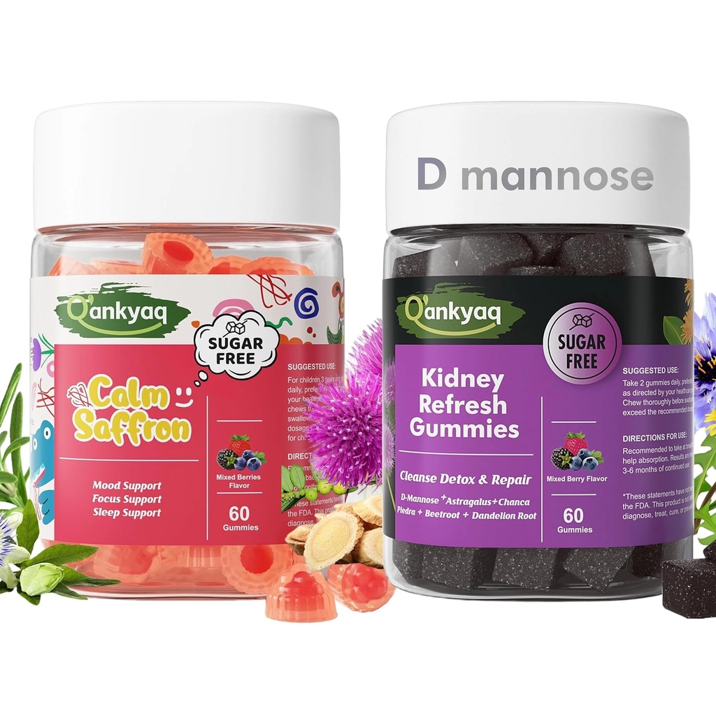 Q'ankyaq D mannose Gummies for Women, Kids Saffron Gummies, Saffron Supplements for Kids (3 yrs+)