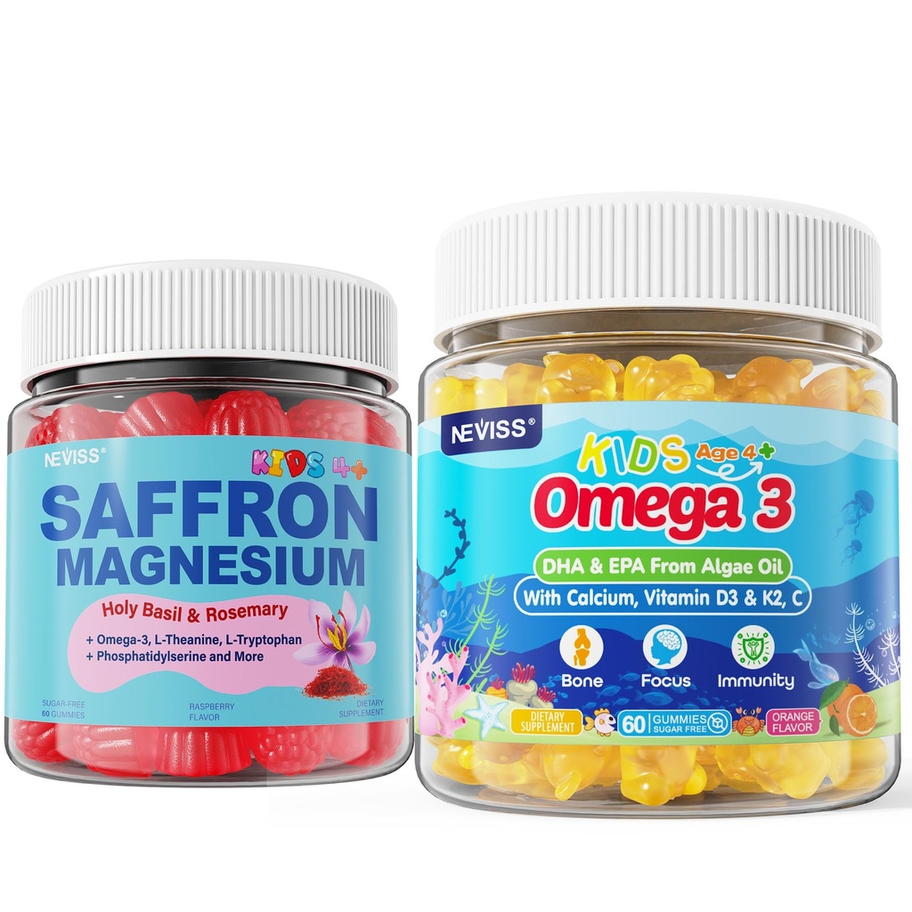 Kids Omega 3 Gummies Sugar Free + Saffron Gummies for Kids