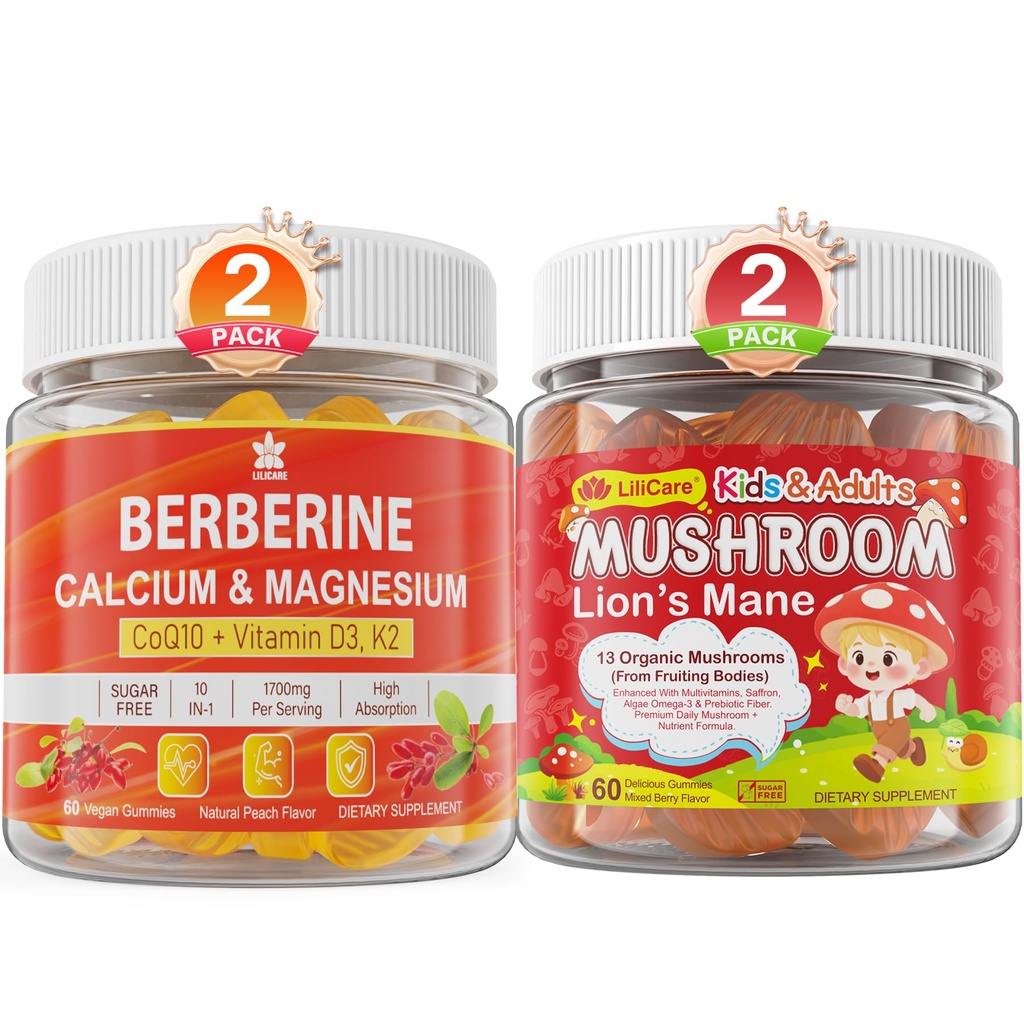 Mushroom Lions Mane Focus + Saffron + Omega-3 + Berberine Gummies