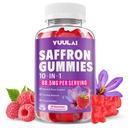 Saffron Gummies, 10-in-1 Saffron Supplements for Kids & Adults with 88.5mg Saffron Extract, for Emotions, Zzz, Sugar Free, Raspberry Flavor, 60 Count
