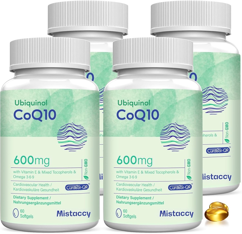 CoQ10 600mg Softgels ← Alta Absorción CoQ10 Ubiquinol Suplemento Silencio Forma reducida Mejorada con Vitamina E &amp; Omega 3 6 9 Silencio Antioxidante Powerhouse Good for Health Anterior 240 Softgels