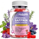 Saffron Gummies for Kids, Liposomal Saffron Extract Supplements with Holy Basil, Rosemary, L-Theanine, Magnesium, Omega-3, B6&12 for Focus & Brain Health, Sugar Free, Mixed Berry, Vegan, 60 Chews