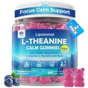 L Theanine Calm Gummies 500mg, Sugar-Free Liposomal L-Theanine Supplement, w/Safforn, Magnesium Glycinate, GABA, Ashwagandha, Algae Omega-3, Vitamin D3 B12, for Brain Calm, Relax, Mood, Zzz, 120Cts