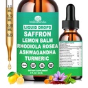 Saffron Supplements Liquid Drops- 88.5mg Pure Saffron Extract for Stress Relief & Calm Mood Support丨Advance 8-in-1 liquid Saffron w. Ashwagandha & Rhodiola Rosea, Fast Absorption Than Saffron Gummies