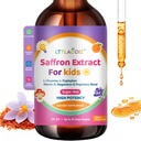 Liposomal Kids Saffron Drops – Organic Saffron Extract Liquid with Holy Basil, Passion, L-Theanine for Focus, Energy Support, Well-Being, Easy to Take Saffron Supplements for Kids, Vegan, 2 FL OZ