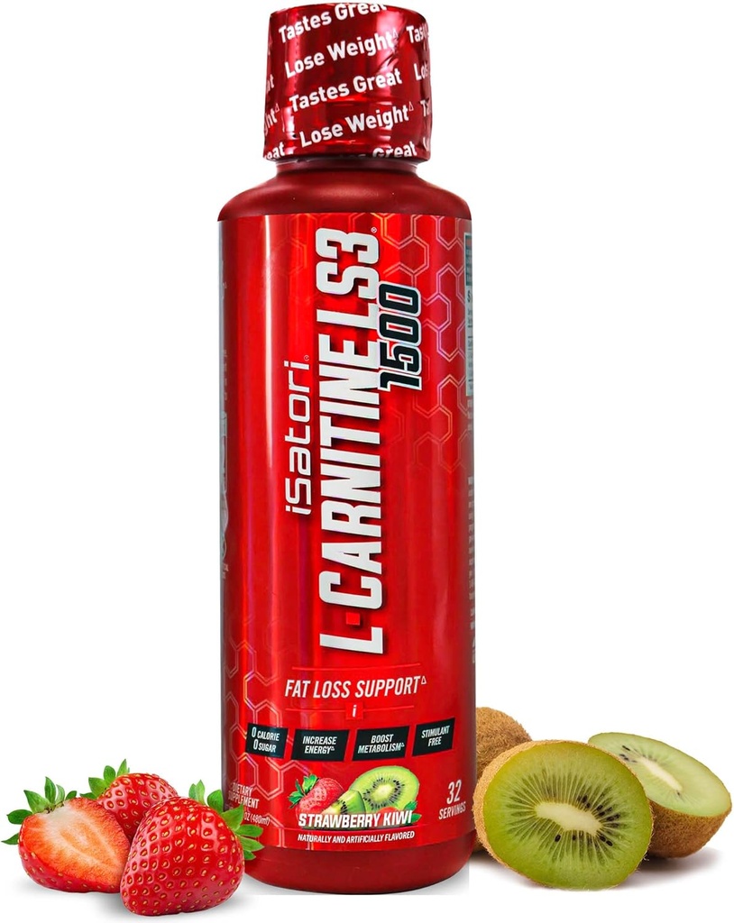 iSatori L-Carnitine LS3 1500, Liquid L-Carnitine with Acetyl L-Carnitine, L-Carnitine L-Tartrate, Stimulant Free Pre Workout, Low Calorie, Sugar, Gluten, Keto-Friendly, Strawberry Kiwi (32 Servings)
