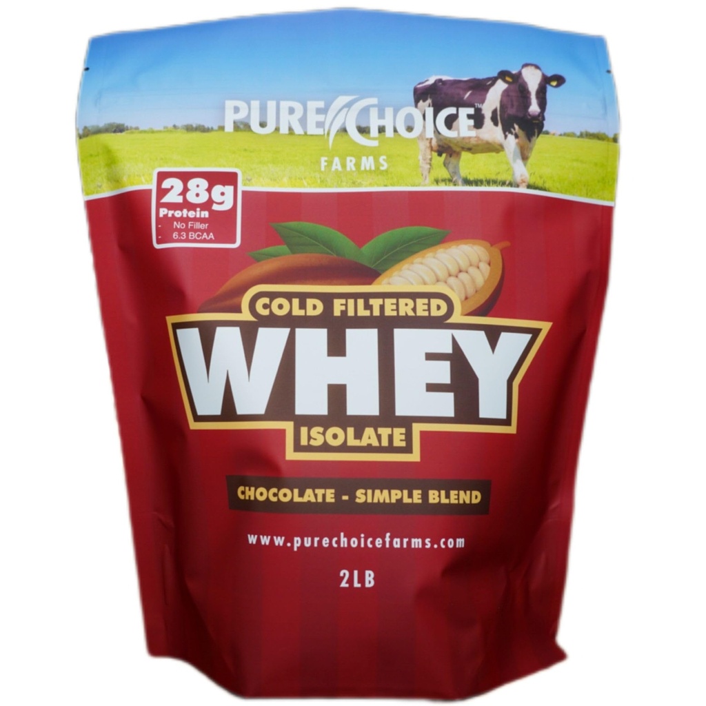 Pure Choice Chocolate Whey Protein Isolate Powder, 28g Protein, Undenatured Whey, 3 Ingredients, No Fillers Or Artificial Sweeteners (Chocolate, 2 lb)