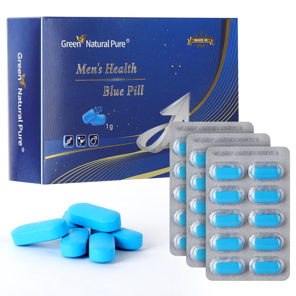 Men's Vitality Supplement, Natural Ingredients Energy Stamina Support Blue Bills for Men, 30 Bills