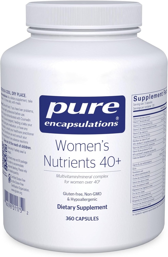 Pure Encapsulations Women's Nutrients 40+ - Multivitamin for Women Over 40 to Support Urinary Tract Health, Breast Cell Health & Eye Integrity* - with Vitamin C, E &amp; A - 360 Capsules