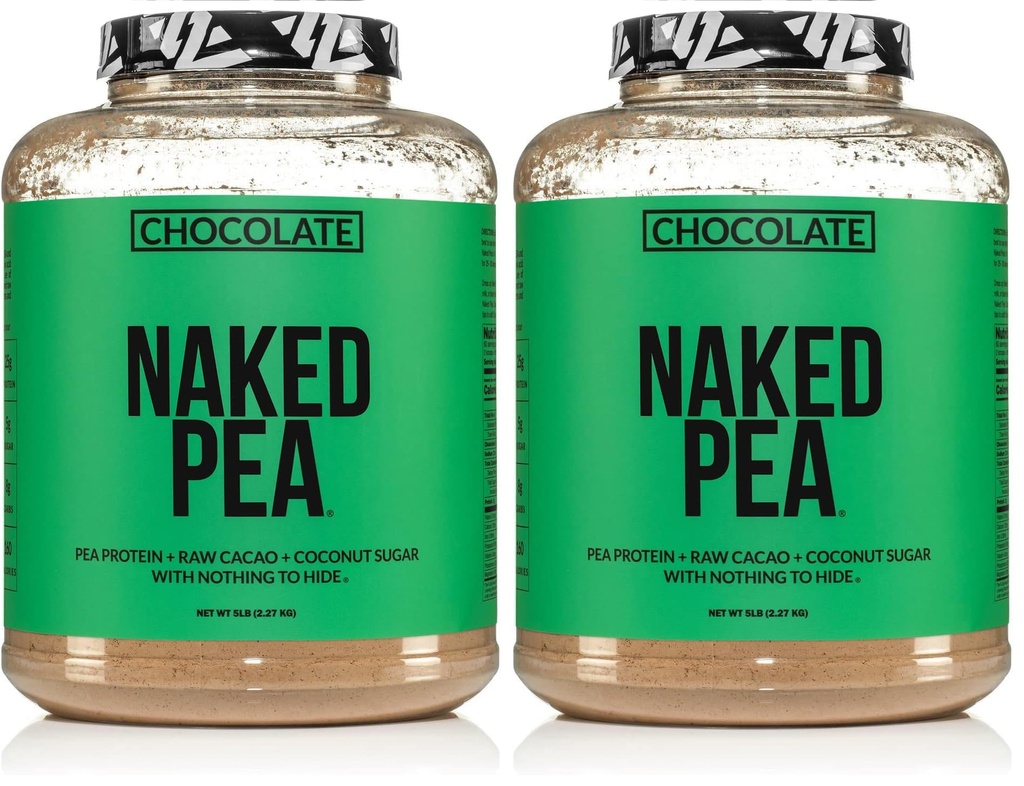 NAKED Nutrition Chocolate Pea Protein Isolate - 5Lb Bulk, Plant Based, Vegetarian & Vegan Protein. Easy to Digest, Non-GMO, Gluten Free, Lactose Free, Soy Free (Pack of 2)