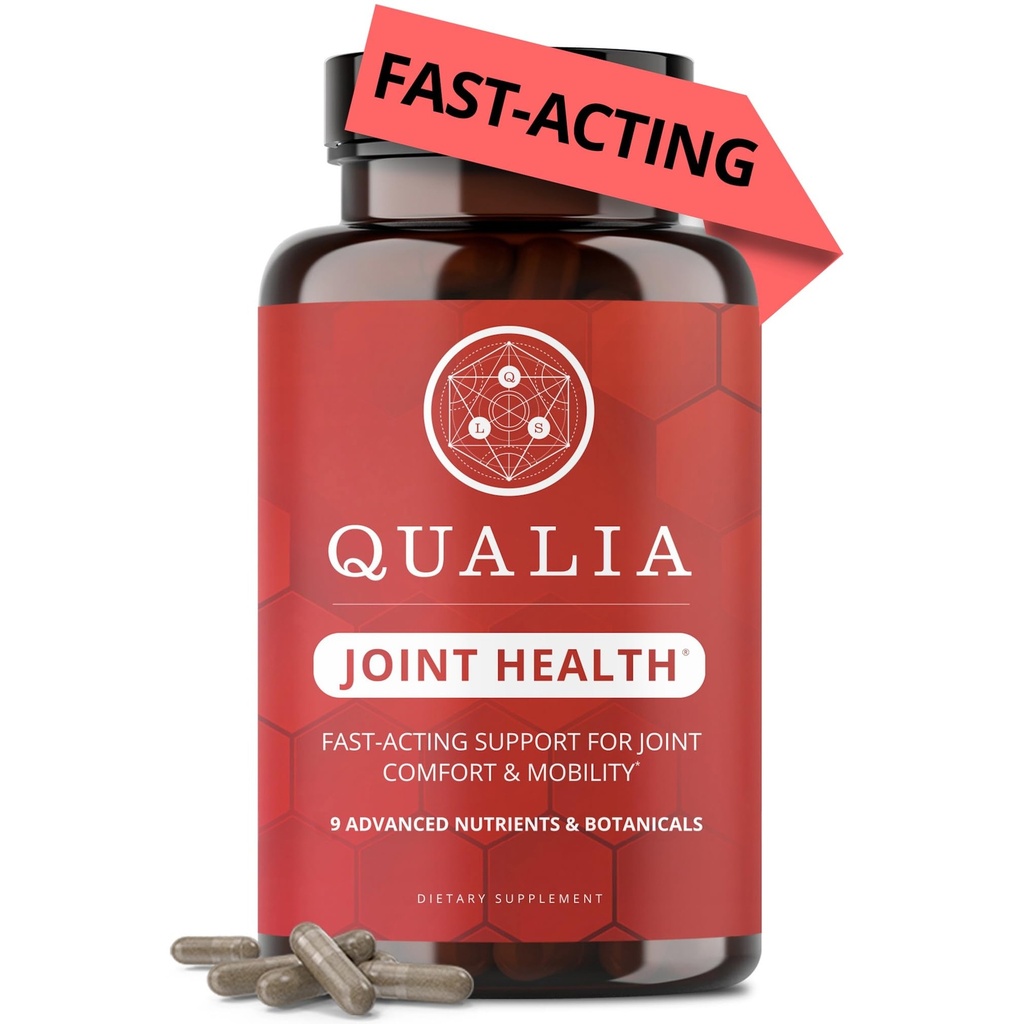 Qualia Joint Health 9 Advanced Joint Health nutrients: denatured Collagen, boswellia, tumeric, Boron, Ginger, L-carnitine. Cartilage Health, Tendon Strength, Healthy Joint Aging (1 Month Supply)