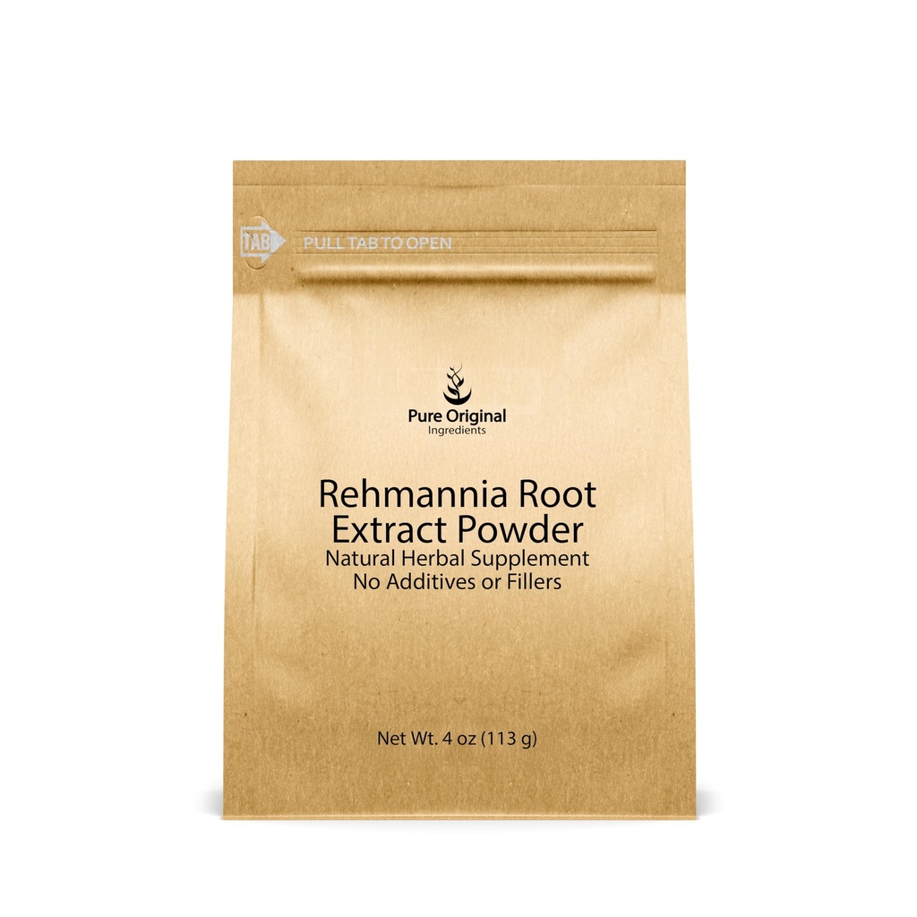 PURE ORIGINAL INGREDIENTS Rehmannia Root Extract Powder (4oz) Non-GMO, Chinese Foxglove, Traditional Herbal Supplement