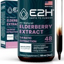 E2H Elderberry Syrup - Powerfull Antioxidants Suplemento de Elderberries Orgánicas Extracto - Sambucus Elderberry Syrup para Adultos Niños para Apoyo Inmunitario - No GMO, Vegan - 2 Fl Oz