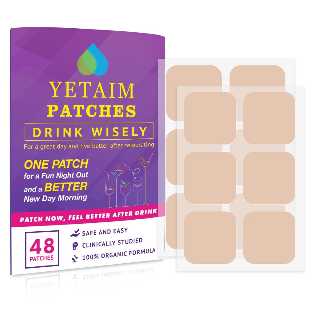 YETAIM Recovery Patches for Men Women: 48 Pack Energy Boost Fast Recovery - Day Night Party Support - Apply on Arm Neck Wrist Back for Party Fun Morning Revival - Power Purple