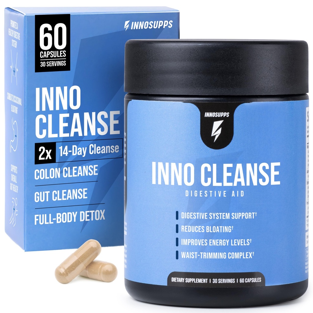 InnoSupps Inno Cleanse 14 Day Colon & Detox Flush, Waist Trimming Complex, Gut Cleanse, Digestive System Support, Stool Softener & Reduced Bloating & Occasional Constipation Relief