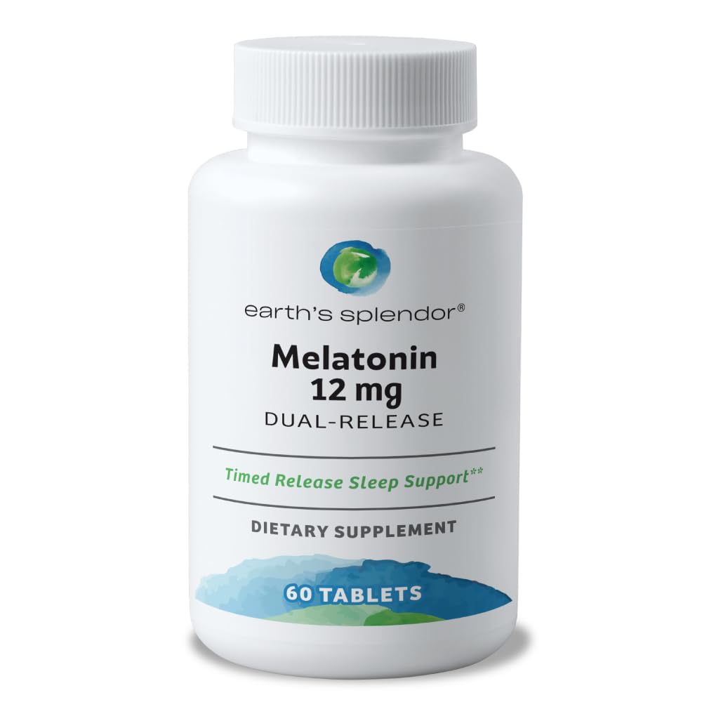 Esplendor de la Tierra Melatonina 12 MG Bilayer Tablets, Sleep Aid Supplement, 60 Cuenta - 2 Melatonin de Suministro