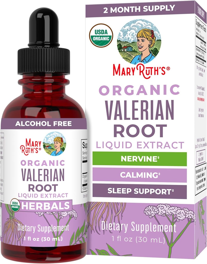 MaryRuth Organics Valerian Root Liquid Drops | 2 Month Supply | Sugar Free | USDA Organic Valerian Root Drops | Support Sleep | Calm and Stress Relief | Vegan | Non-GMO | Gluten Free | 60 Servings