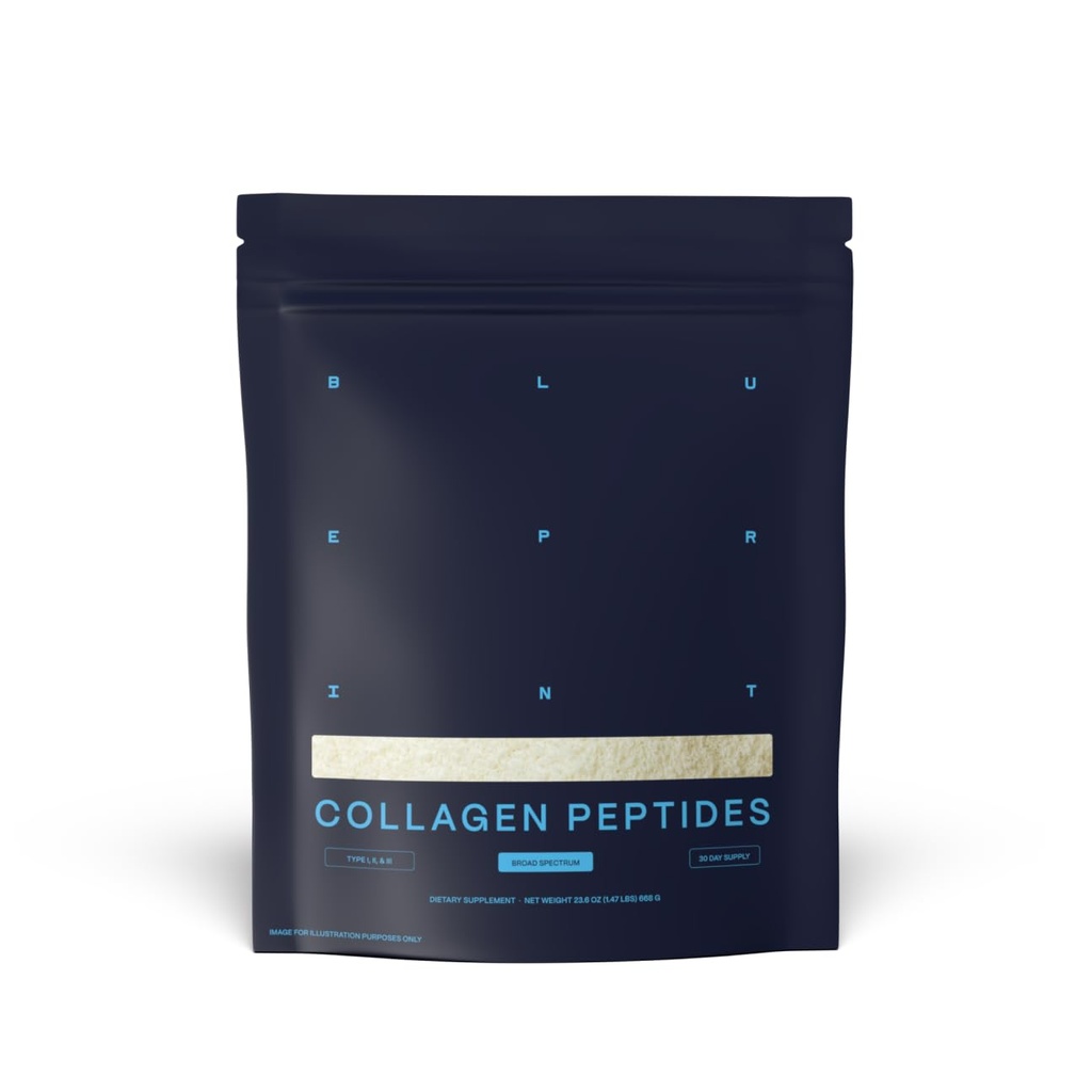 Blueprint Bryan Johnson Hydrolyzed Collagen Peptides Powder – Type I, II & III Collagen for Women & Men – Unflavored Protein Supplement for Hair, Skin, Nails, Joints & Cartilage – 20g – 30 Servings