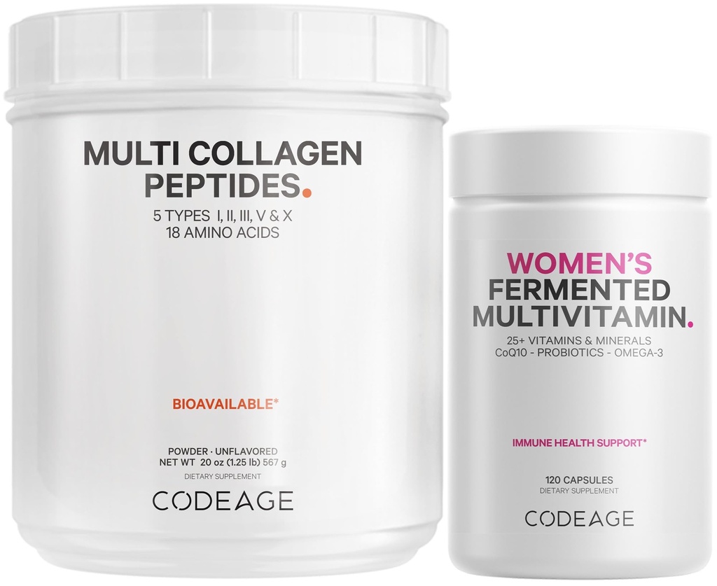 Codeage - Multi Collagen Protein + Multivitamina diaria de las mujeres