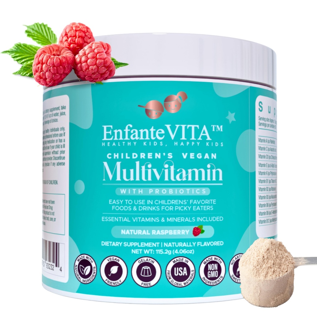 Todas en One Kids Vitamins, 90 Day Supply, Powder Multivitamin con Probióticos, Immune Support, Gut Health, Vegan D3, Sugar Free, Non GMO, Natural Flavor, Doctor Formulado, Daily Nutrition