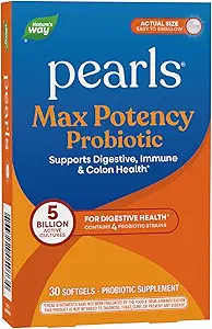 Manera de la naturaleza Max Potency Probiotic Pearls for Men and Women, Supports Digestive, Immune, Colon Health*, 5 Billion Live Cultures, No Refrigeration required, 30 Softgels (Packaging May Vary) (Pack of 2)