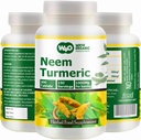 Neem Turmeric Capsules (Tablas) - High-Potency Azadirachta Indica Tablets, Neem Leaves and Turmeric in Equal Ratio - 300 Tablets, 150 Serving, 1000 Mg. Pack of 1.