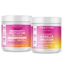 Pink Stork Pregnancy & Postpartum Protein Powders for Women, Prenatal & Breastfeeding Protein Shake Mix for Energy, Recovery & Hydration, Chocolate and Vanilla, Whey Protein and Pea Protein Bundle