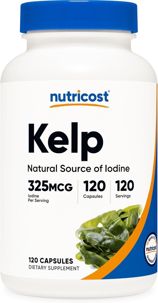 Nutricost Kelp Capsules, 325mcg de Iodine, 120 Capsules, Vegetariano, No Gluten Gratis