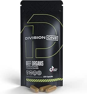 Suplemento de órganos de carne de vacuno - Primal Blend con hígado, corazón, riñón, Beef Liver Suplemento Grass Fed, Organ Meat Suplementos para seres humanos, no GMO, 120 caps.