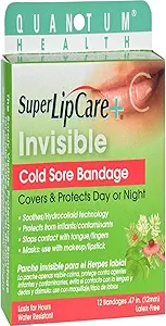 Salud Cuántica Super LipCare+ Invisible Cold Sore/Fever Blister Bandages - Soothes and Protects, Helps Prevent Contamination and Hide Sores, 12 Ct