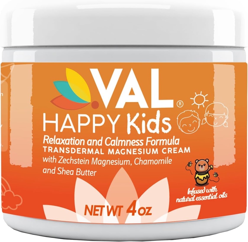 Crema de magnesio de VAL para niños TENIDO Relajación para la rutina de día > tiempo de cama TENIDO Gentle Zechstein Magnesium Chloride TEN calma > Mood Soporte Silencio con manzanilla, Shea Butter & Aceites Esenciales Silencio USA