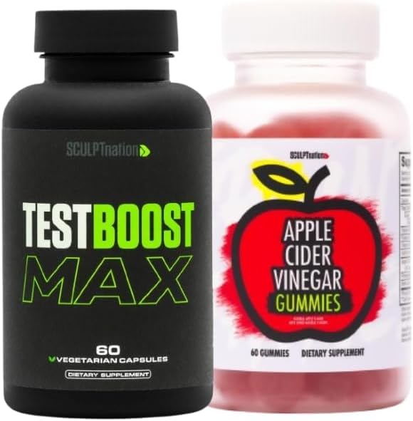 Sculpt Nation by V Shred Test Boost Max y Apple Cider Vinegar Gummies Bundle