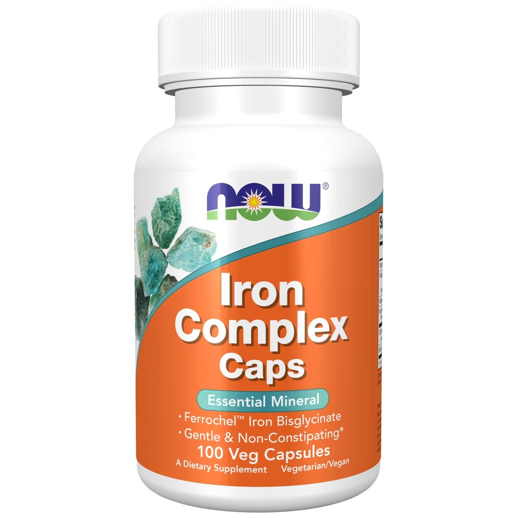 NOW Foods Supplements, Iron Complex Caps, Non-Constipating*, Essential Mineral, 100 Veg Capsules
