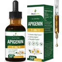 Apigenin Supplements for Sleep, 7-in-1 Formula Drops w/Chamomile Extract & L-Theanine for Calming & Relaxation Support, Fast Apsorption Liquid w/Valerian Root & Passion Flower. 2oz