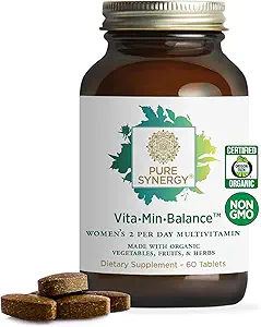 PURE SYNERGY Vita·Min·Balance  sometida Multivitamin for Women with Iron peru Women’s Daily Multivitamin Made with Organic Whole Foods ← for Balanced Energy and Stress Support (60 Tablets)