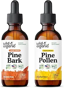 Wild &amp; Organic Pine Bark Tincture 2 fl oz &amp; Pine Pollen Tincture 2 fl oz