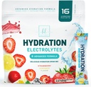 Electrolitos Hydration Packets - Keto Recovery Powder con Potasio, Magnesio, Sodio, Zinc &amp; Vitamina C, Sin azúcar, Hydration Electrolyte Liquid Drink Mixes, Vegan, Strawberry Lemon (16 Pack)