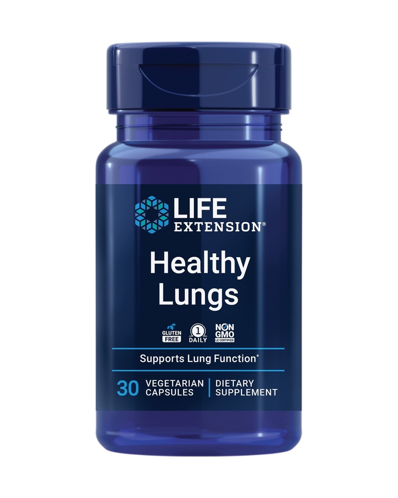 Life Extension Healthy Lungs, Respiratory Supplement, Lung Protection, Boswellia Serrata, Saffron Extract, Once-Daily, Gluten Free, Non-GMO, Vegetarian, 30 Capsules