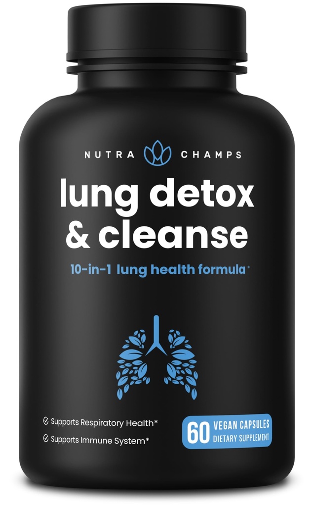 NutraChamps Mullein Leaf Extract for Lung Detox Extra Strength Lung Cleanse for Smokers, Mullein Capsules Lung Support Supplement for Respiratory Lung Health