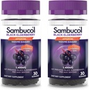 Sambucol Mangas de arándano negro con vitamina C & Zinc - Sambucus Gummies de arándano para soporte inmunitario, Altas Antioxidantes, Gluten Gratis, Vegan, Elderberry con zinc &amp; vitamina C - 30 Conde, 2 Pack