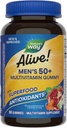 ¡La naturaleza está viva! Multivitaminas de goma diaria de los hombres 50+, soporta cerebro saludable, ojos, corazón*, vitaminas B, libre de gluten, vegetariano, sabor a frutas, 60 gomitas (paquete mayo Vary)