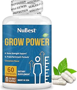 NuBest Grow Power - Suplemento de calcio - Suplemento de magnesio con vitamina D3, B6, zinc, fósforo y multivitamínico para huesos fuertes, salud general para la edad 10+ - 1 mes de suministro