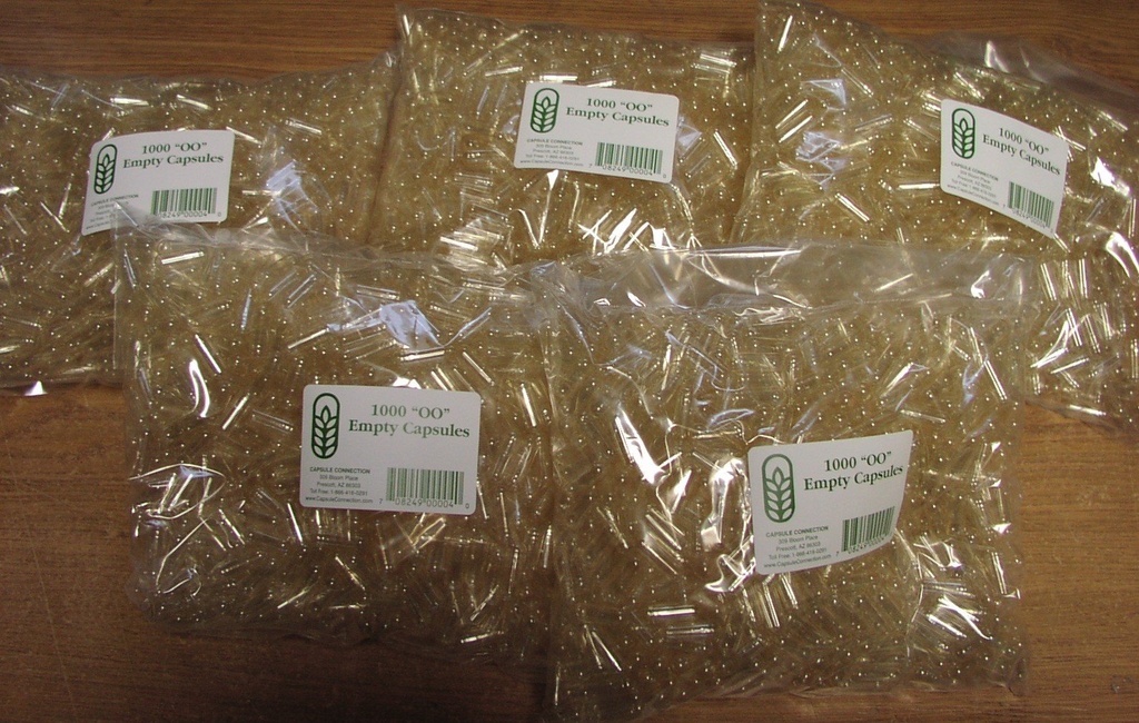 USA-made Capsule Connection 5000 Bulk Wholesale Empty Gelatin Capsules, 00 size