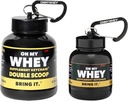 ONMYWHEY Protein Powder Container To Go - Travel Water Bottle Funnel Para Mezclas, Portable Pre Workout Suplemento Containers &amp; Dispenser Funnels, Mini Preworkout Suplementos Holder Keychain Bottles