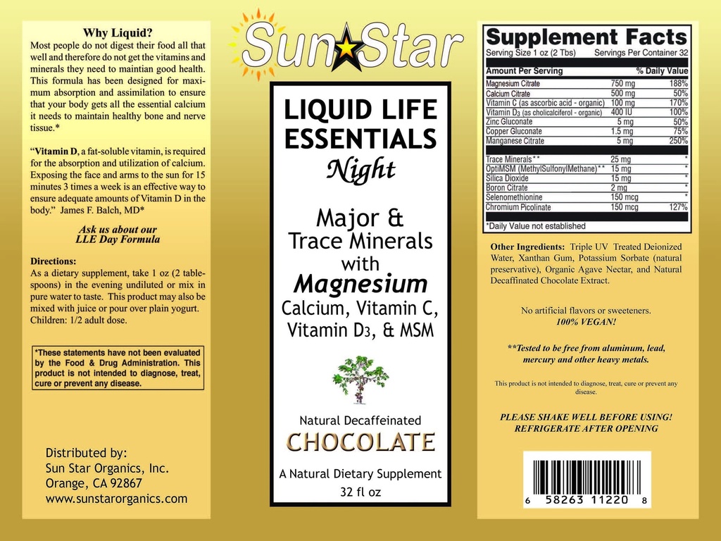 Liquid Life Essentials Night Formula Liquid Supplement (Chocolate)