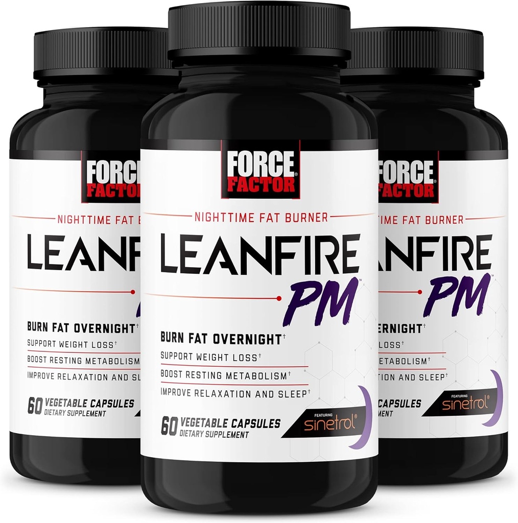Factor de fuerza LeanFire PM, Píldoras de pérdida de peso para mujeres y hombres, quemador de grasa y pérdida de peso durante la noche Píldoras para quemar grasa, metabolismo de aumento y mejorar el sueño para resultados increíbles, 60 Cuenta (Pack of 3)
