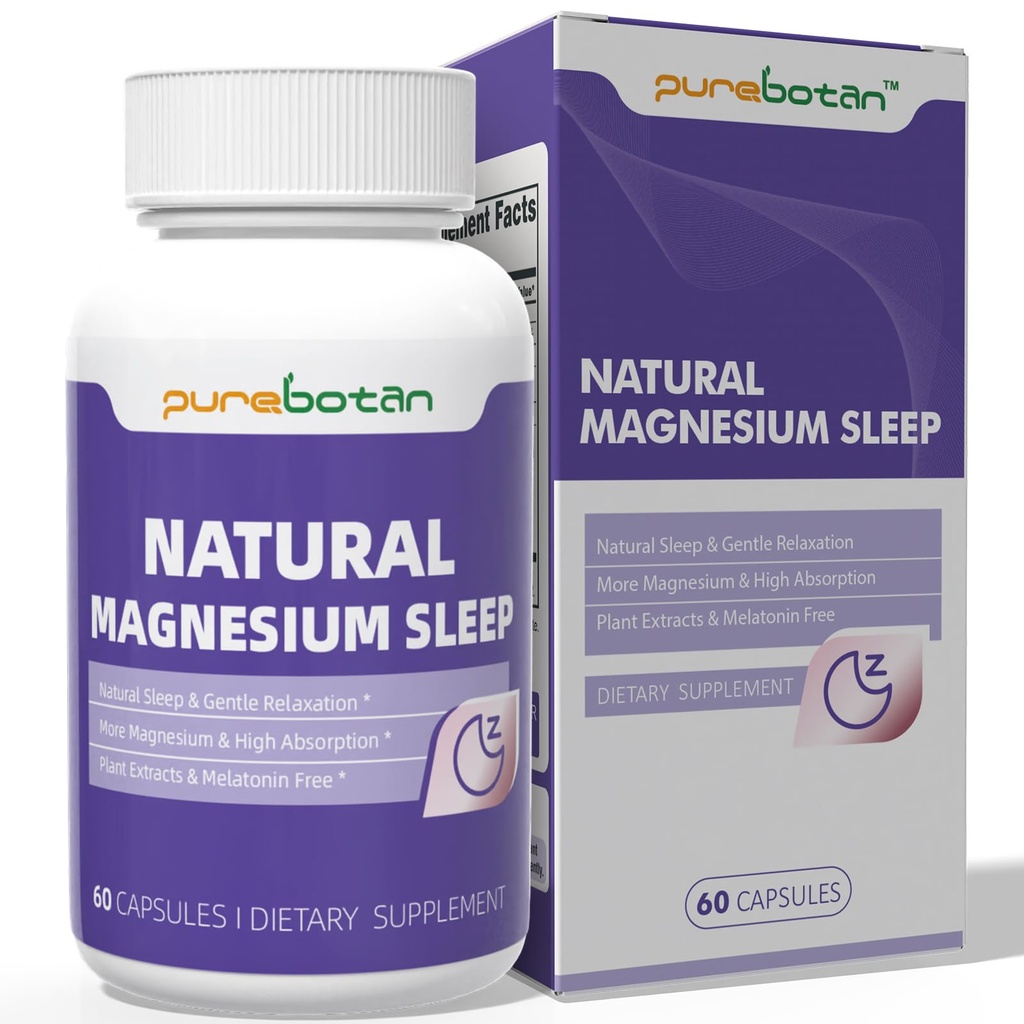 Extra Strength Magnesium Glycinate & Oxide Sleep Aid for Adults, Restful Sleep & Relaxation, Melatonin Free Sleep Support, Stress Relief, Muscle Support, High Absorption, 60 Capsules