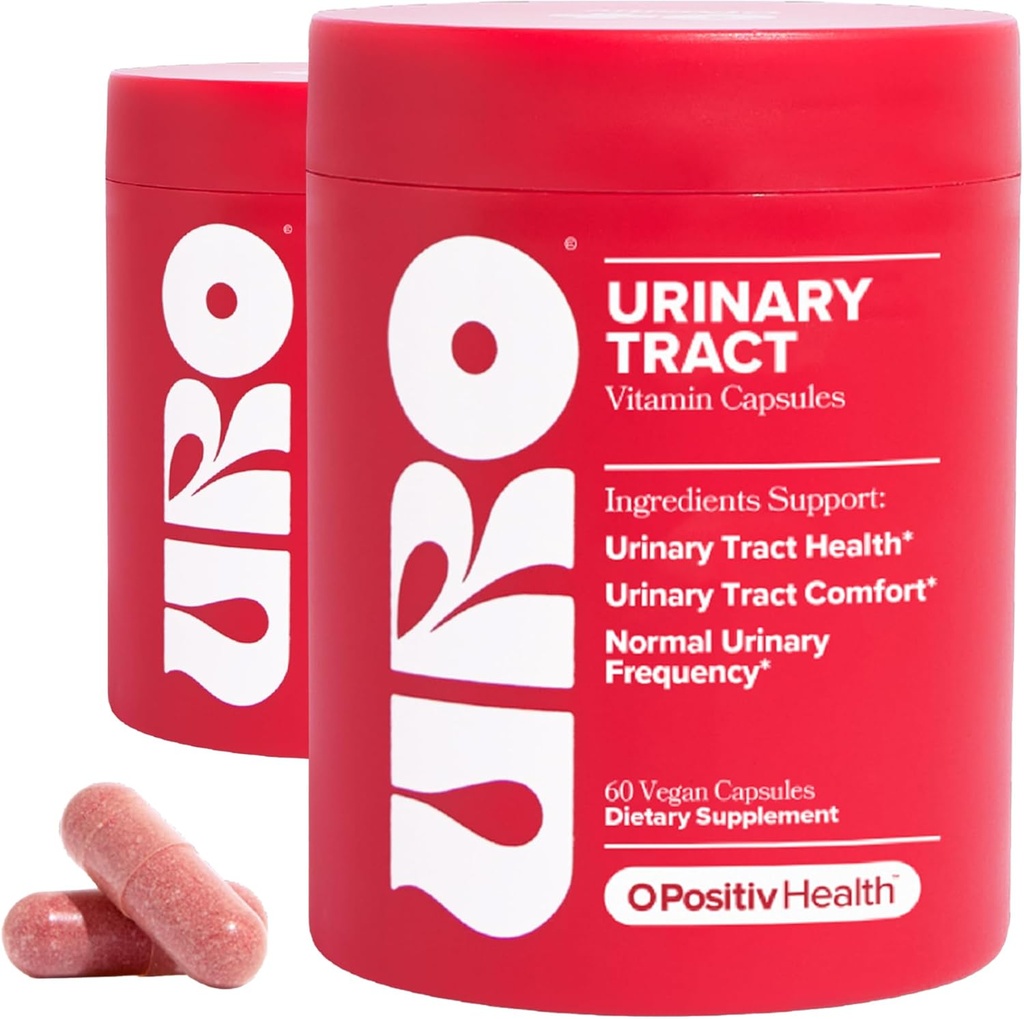 O Positiv URO URO Urinary Tract Health Supplement for Women, 60 Count (Pack of 2) - Apoyo urinario Vitaminas con Pacran Extracto completo de arándanos, D-Mannose, &amp; Vitamina C - Vegan &amp; Gluten-Free