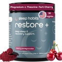 SleepHabits Restore | 30 Nights Magnesium Glycinate Powder Natural Sleep Aid with L-Theanine, Tart Cherry, Beet Root, | Calm Melatonin-Free Deep Sleep Supplement Drink for Recovery & Clear Mornings
