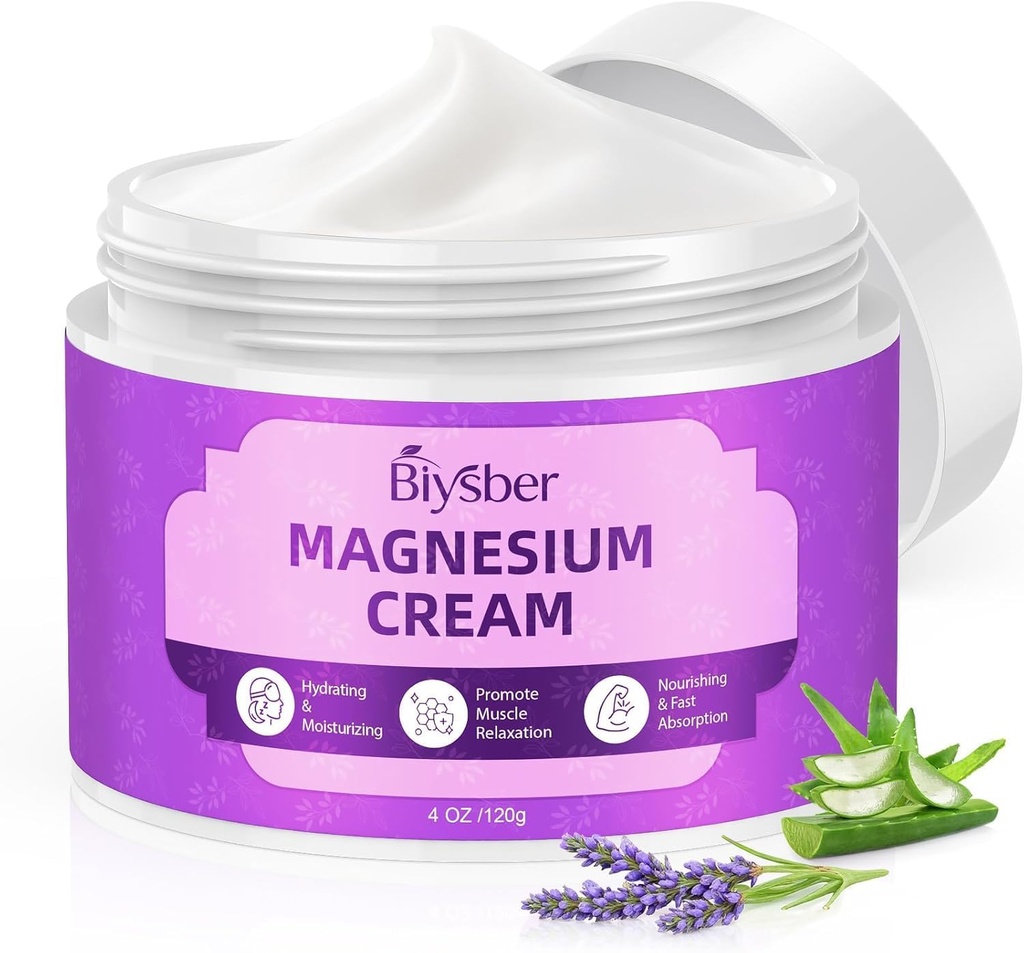 Topical Magnesium Lotion Cream for Sleep: Natural Magnesium Body Butter for Sweet Sleep/Leg Cramps/Feet/Arms/Muscle Pain Relaxation - Calm Moisturizing Cream